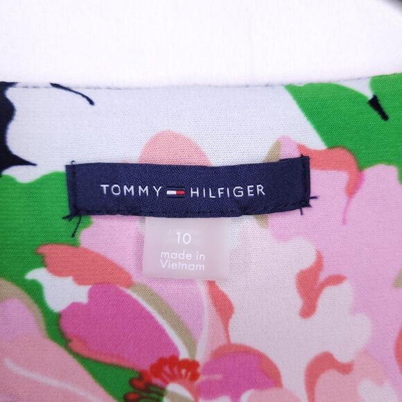 Tommy Hilfiger Dress 10 Floral Pink, Green Shift Sleeveless - Picture 8 of 10